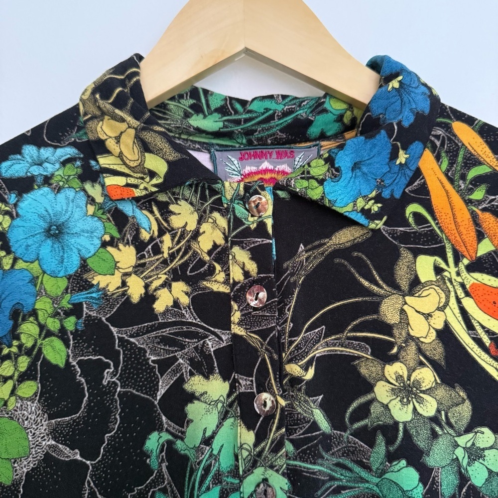 Johnny Was - Nero Sequence Short Sleeve Polo Tee - Picture 4 of 11